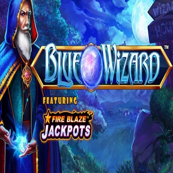 Blue Wizard Fire Blaze Jackpots by Rarestone Gaming, showcased at 50cent-casino.se – game logo
